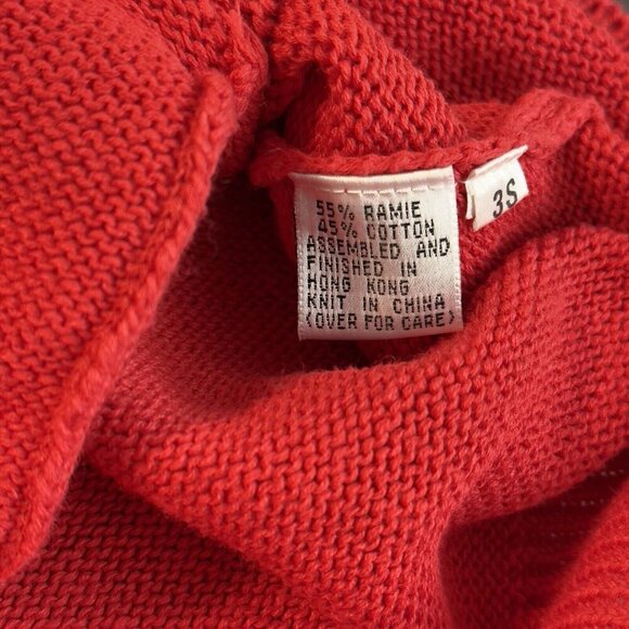 Vintage Talbots Susan Bristol Red Cotton Button Up Cardigan Floral Embroidered - Picture 12 of 14